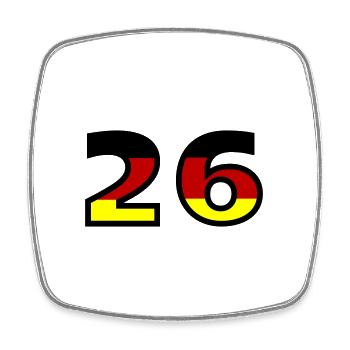 26 Number Germany Jersey - Square fridge magnet - white - Front