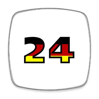 Maillot Allemagne numéro 24 - Magnet carré - blanc - Devant