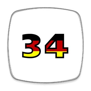 34 Numéro Allemagne Jersey - Magnet carré - blanc - Devant