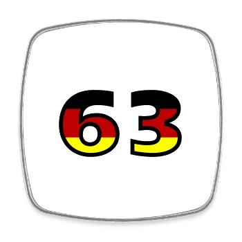 63 Numéro Allemagne Jersey - Magnet carré - blanc - Devant