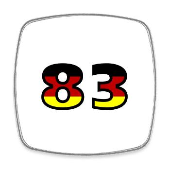 83 Numéro Allemagne Jersey - Magnet carré - blanc - Devant