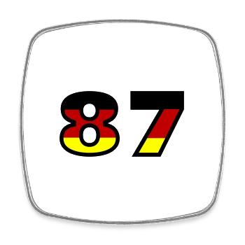 87 Zahl Deutschland Trikot - Viereckiger Kühlschrankmagnet - Weiß - Vorne