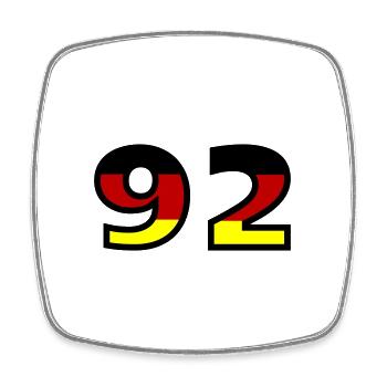 92 Zahl Deutschland Trikot - Viereckiger Kühlschrankmagnet - Weiß - Vorne
