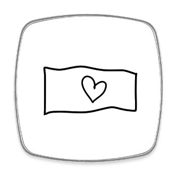 Heart Flag Symbol Shape Love - Square fridge magnet - white - Front