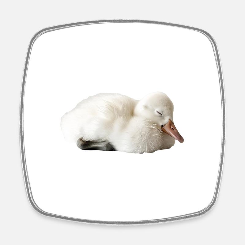 Schwan - Viereckiger Kühlschrankmagnet - Weiß