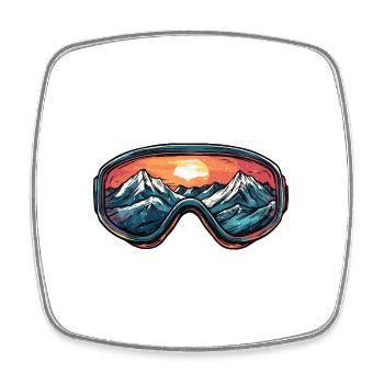 Skibrille Berge Ski - Viereckiger Kühlschrankmagnet - Weiß - Vorne