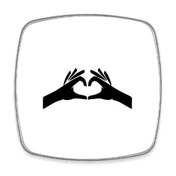 Hände Herz Symbol - Viereckiger Kühlschrankmagnet - Weiß - Vorne