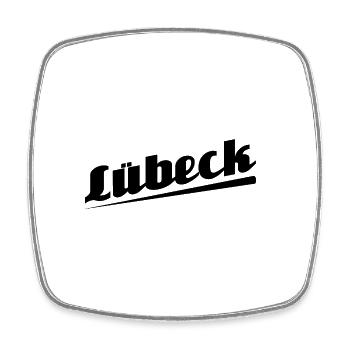 Lübeck - Textdesign mit Stadtnamen - Viereckiger Kühlschrankmagnet - Weiß - Vorne