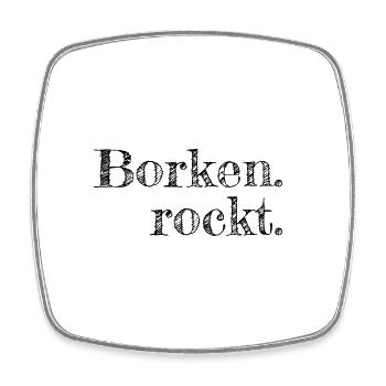 Borken rockt - Textdesign mit Stadtnamen - Viereckiger Kühlschrankmagnet - Weiß - Vorne