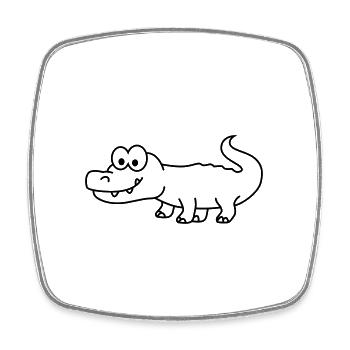 Alligator Comic Tier - Viereckiger Kühlschrankmagnet - Weiß - Vorne
