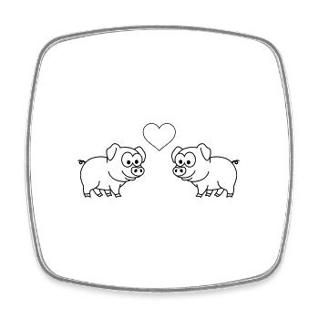 Schwein Comic Paar Liebe - Viereckiger Kühlschrankmagnet - Weiß - Vorne