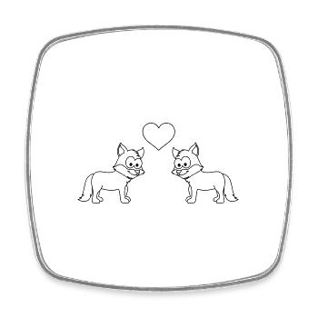 Fuchs Comic Paar Liebe - Viereckiger Kühlschrankmagnet - Weiß - Vorne
