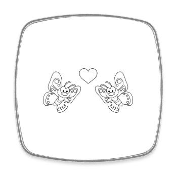 Butterfly Comic Couple Love - Square fridge magnet - white - Front