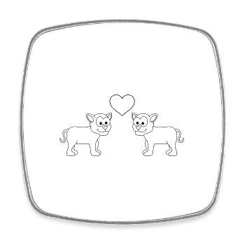 Panther Comic Couple amour - Magnet carré - blanc - Devant