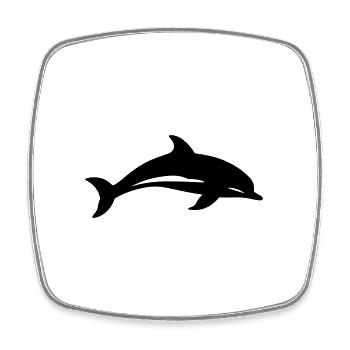 dolphin - Square fridge magnet - white - Front