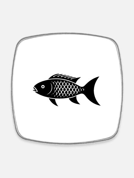 Kleiner Karpfenfisch - Viereckiger Kühlschrankmagnet - Weiß