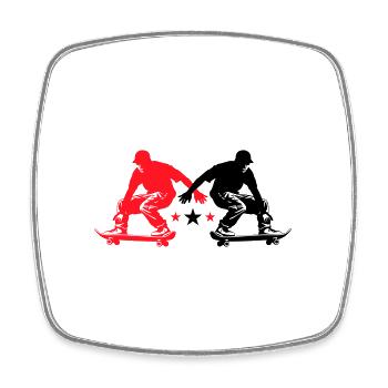 Skateboard Homme Silhouette Skateboard - Magnet carré - blanc - Devant