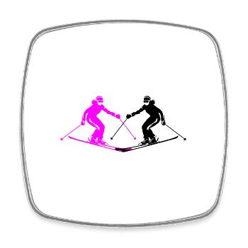 Ski Fahren Skiing Frau Silhouette - Viereckiger Kühlschrankmagnet - Weiß - Vorne