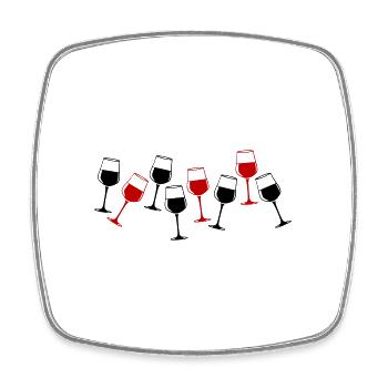 Verre à vin rouge de vin - Magnet carré - blanc - Devant
