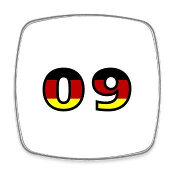 9 Numéro Allemagne Jersey - Magnet carré - blanc - Devant
