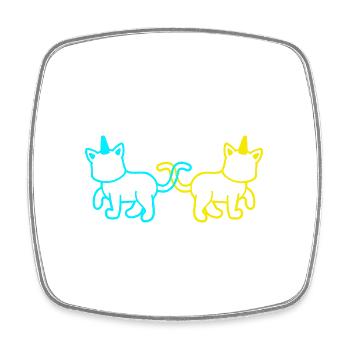 Einhörner Katzen Retro Vintage 80er 90er Katze - Viereckiger Kühlschrankmagnet - Weiß - Vorne