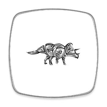 Tatouage tribal Dinosaur Triceratops - Magnet carré - blanc - Devant