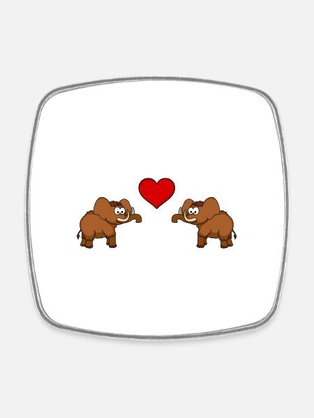 Mammut Comic Paar Liebe - Viereckiger Kühlschrankmagnet - Weiß
