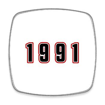 1991 Jahr Zahl - Viereckiger Kühlschrankmagnet - Weiß - Vorne
