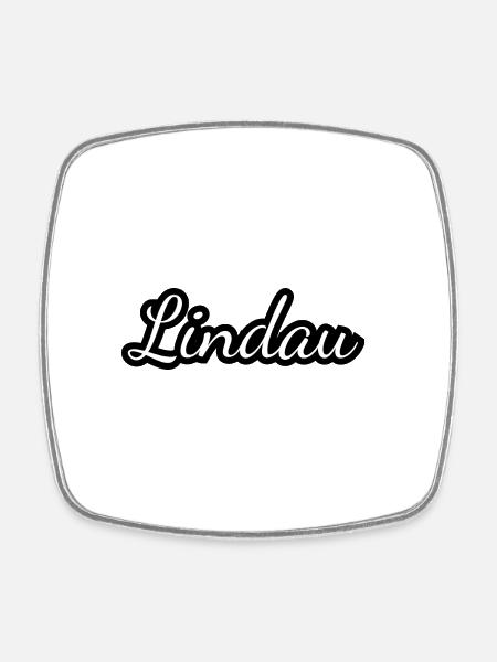 Lindau - Textdesign mit Stadtnamen - Viereckiger Kühlschrankmagnet - Weiß