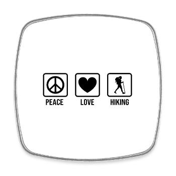 Peace Love Hiking Mountaineering Trekking Outdoor - Viereckiger Kühlschrankmagnet - Weiß - Vorne