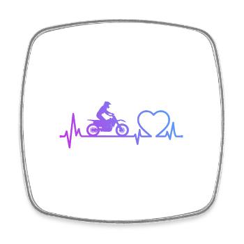 Ecg Heartbeat Dirt Biker Motorcycle Enduro Motocro - Viereckiger Kühlschrankmagnet - Weiß - Vorne