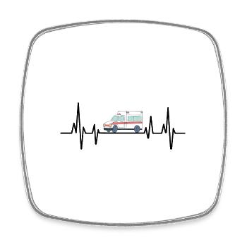 Heartbeat Ambulanzfahrer EMS Rettungssanitäter Fahrer P - Viereckiger Kühlschrankmagnet - Weiß - Vorne