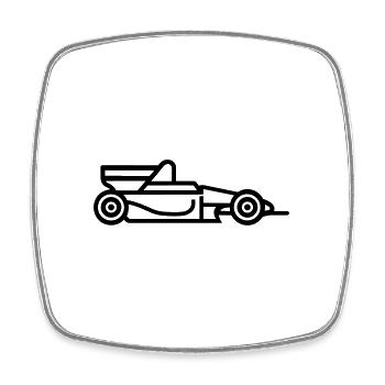 F1 Voiture de course - Magnet carré - blanc - Devant