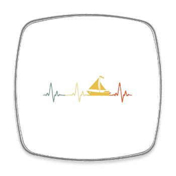 ECG Heartbeat Graphic Sailboat Captain Sailing Sea - Viereckiger Kühlschrankmagnet - Weiß - Vorne