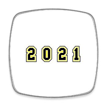 2021 Year Number - Square fridge magnet - white - Front