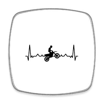 Ecg Heartbeat Dirt Biker Motorcycle Enduro Motocro - Viereckiger Kühlschrankmagnet - Weiß - Vorne
