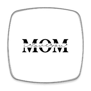 Mom - I Love You Elternliebe Mutter - Viereckiger Kühlschrankmagnet - Weiß - Vorne
