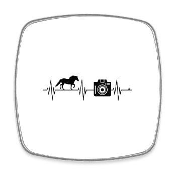 Horse Photography Horseback Riding Heartbeat Photo - Square fridge magnet - white - Front