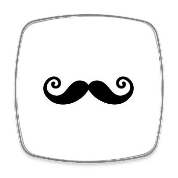 Moustache - Magnet carré - blanc - Devant