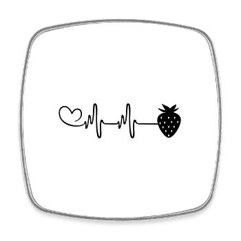 Strawberry Icon Pulse Heartbeat - Square fridge magnet - white - Front