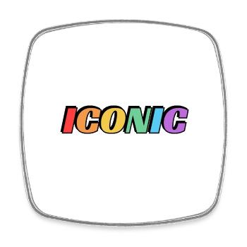 Iconique - Rainbow Text LGBT Pride - Magnet carré - blanc - Devant