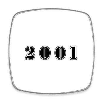 2001 year birthday - Square fridge magnet - white - Front