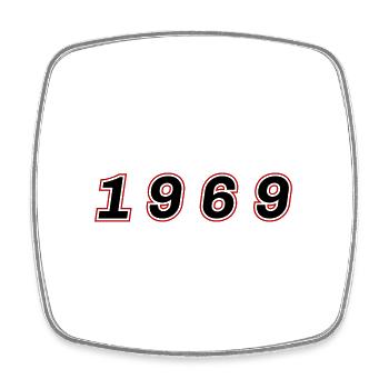1969 Jahr Zahl - Viereckiger Kühlschrankmagnet - Weiß - Vorne
