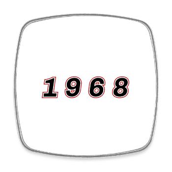 1968 Jahr Zahl - Viereckiger Kühlschrankmagnet - Weiß - Vorne