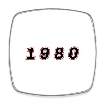 Numéro de l’année 1980 - Magnet carré - blanc - Devant