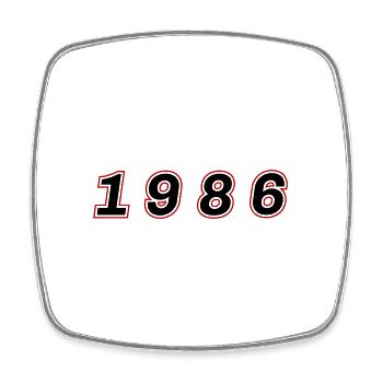 1986 Year Number - Square fridge magnet - white - Front