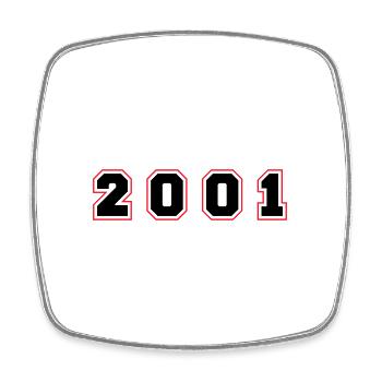 2001 Year Number - Square fridge magnet - white - Front