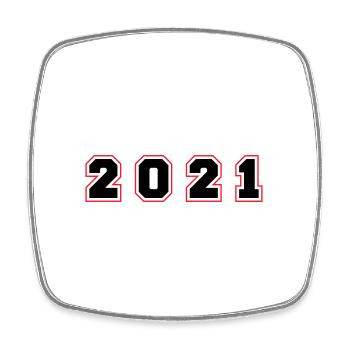 2021 Jahr Zahl - Viereckiger Kühlschrankmagnet - Weiß - Vorne