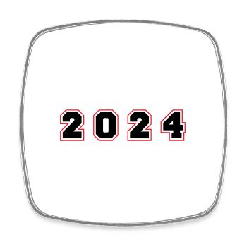 2024 year number - Square fridge magnet - white - Front