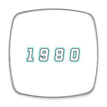 Numéro de l’année 1980 - Magnet carré - blanc - Devant